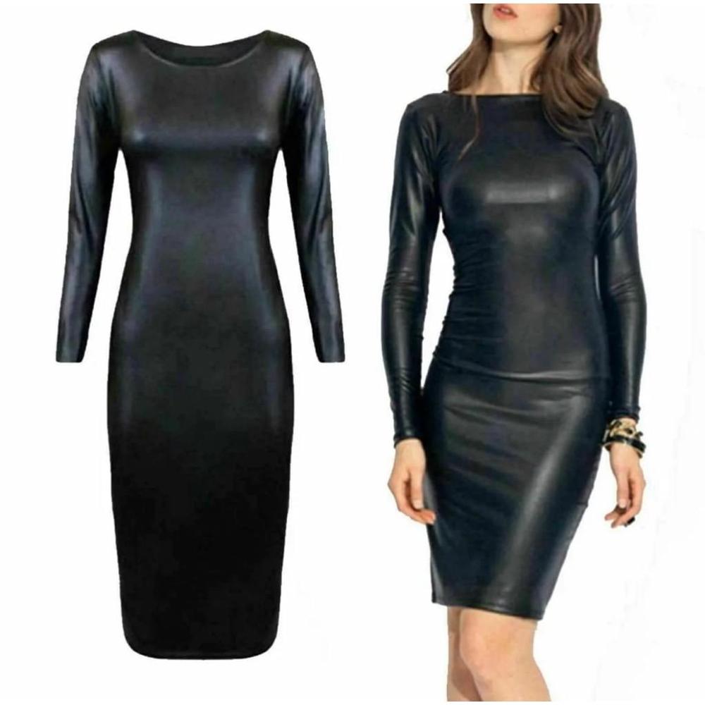 ABody Vintage Y2k Whimsygoth Faux 
Leather Wet Wax rock rave fit bodice dress S